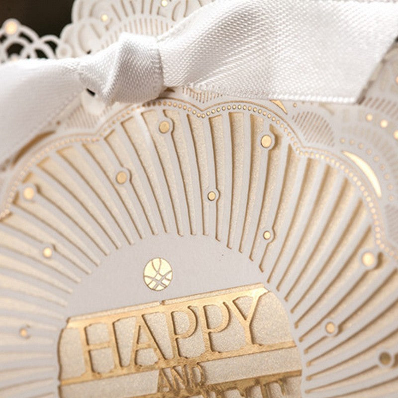 100pcs Gold and Lace Laser Design Candy Box Gift Boxes,CB5077 - DorisHome
