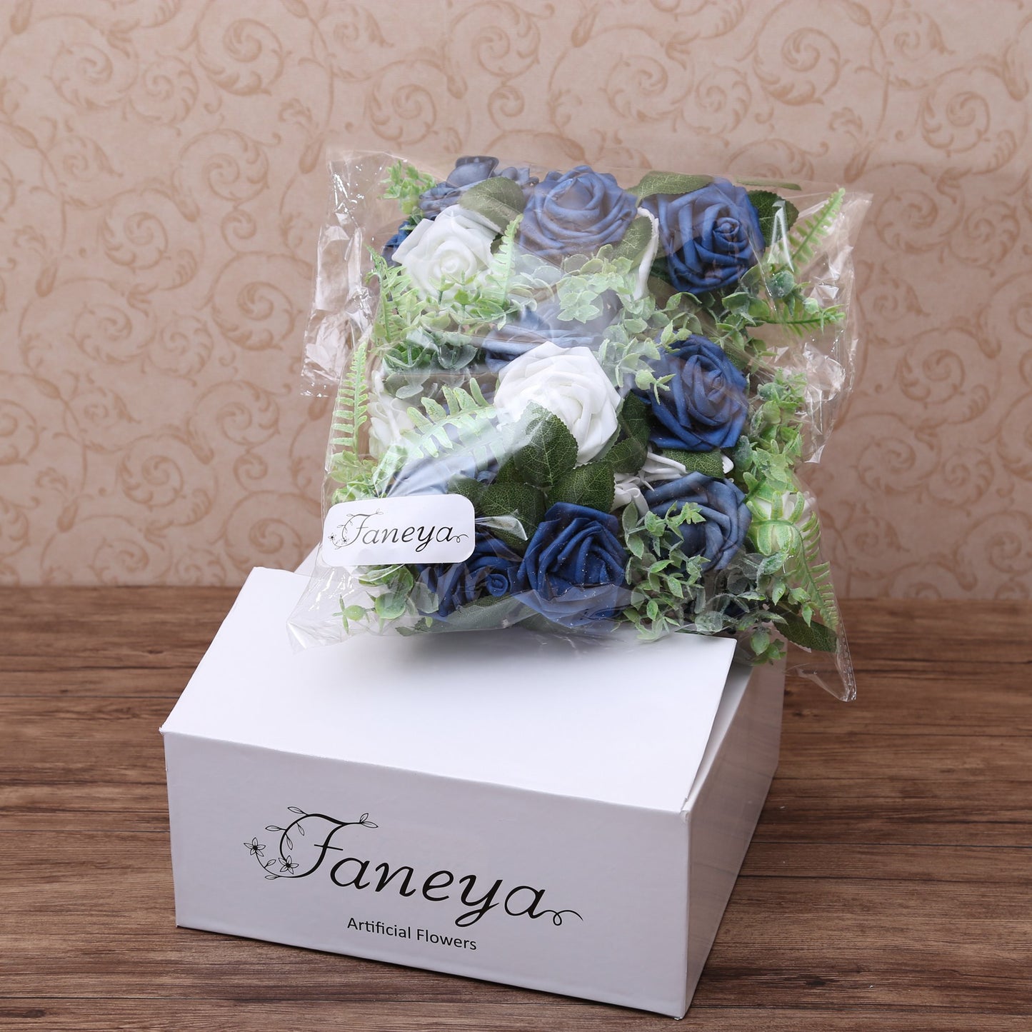 Faneya 12pcs Blue White Floral Wedding Flower Artificial Flowers
