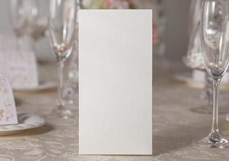 White Hollow Flora Laser Cut Invitation for Wedding Bridal Shower - DorisHome