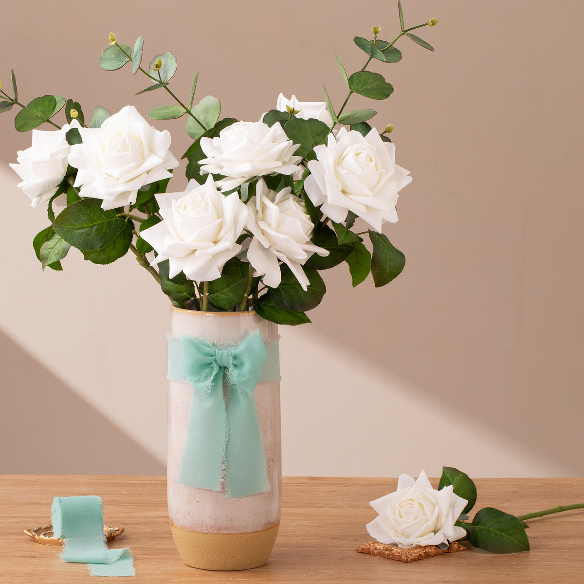 DORIS HOME Handmade Fringe Chiffon Silk-Like Ribbon 2" x 7Yd Set of 3 Rolls Ribbons for Wedding Invitations, Bouquets, Gift Wrapping (3 Rolls Mint Green)