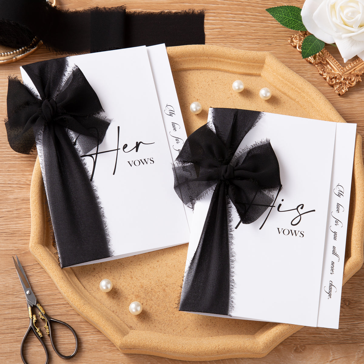 Handmade Fringe Chiffon Silk-Like Ribbon 2" x 7Yd Set of 3 Rolls Ribbons for Wedding Invitations, Bouquets, Gift Wrapping (3 Rolls Black/White/Light Grey)