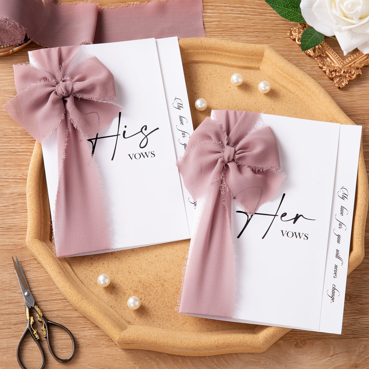 Handmade Fringe Chiffon Silk-Like Ribbon 2" x 7Yd Set of 3 Rolls Ribbons for Wedding Invitations, Bouquets, Gift Wrapping (3 Rolls Mauve)