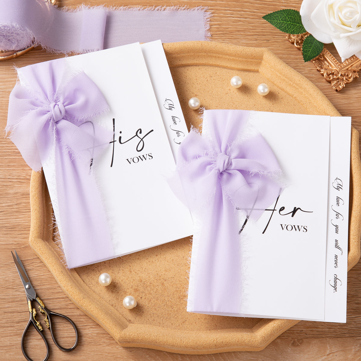 Handmade Fringe Chiffon Silk-Like Ribbon 2" x 7Yd Set of 3 Rolls Ribbons for Wedding Invitations, Bouquets, Gift Wrapping (3 Rolls Light Purple)