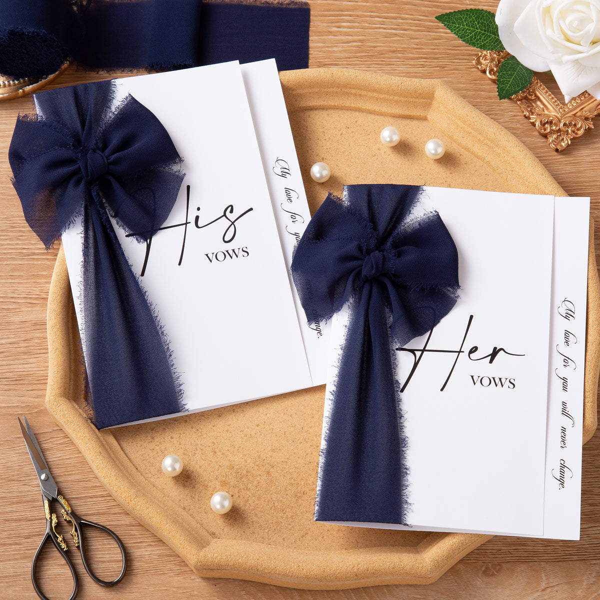 Handmade Fringe Chiffon Silk-Like Ribbon 2" x 7Yd Set of 3 Rolls Ribbons for Wedding Invitations, Bouquets, Gift Wrapping (3 Rolls Dark Navy Blue)