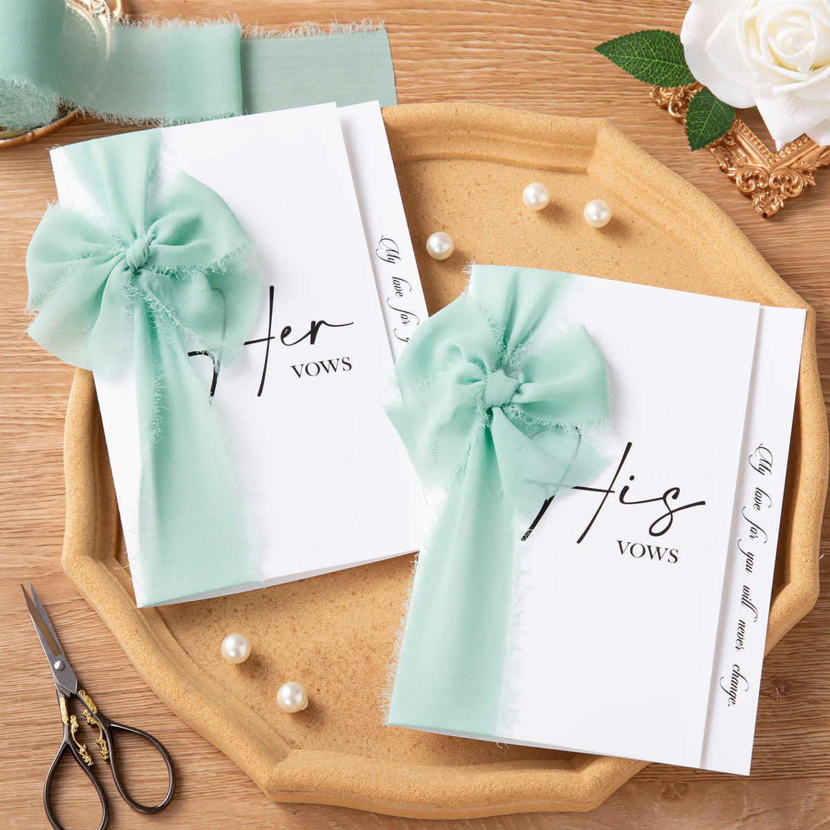 DORIS HOME Handmade Fringe Chiffon Silk-Like Ribbon 2" x 7Yd Set of 3 Rolls Ribbons for Wedding Invitations, Bouquets, Gift Wrapping (3 Rolls Mint Green)