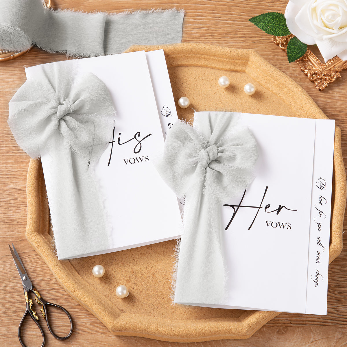 Handmade Fringe Chiffon Silk-Like Ribbon 2" x 7Yd Set of 3 Rolls Ribbons for Wedding Invitations, Bouquets, Gift Wrapping (3 Rolls Light Grey)