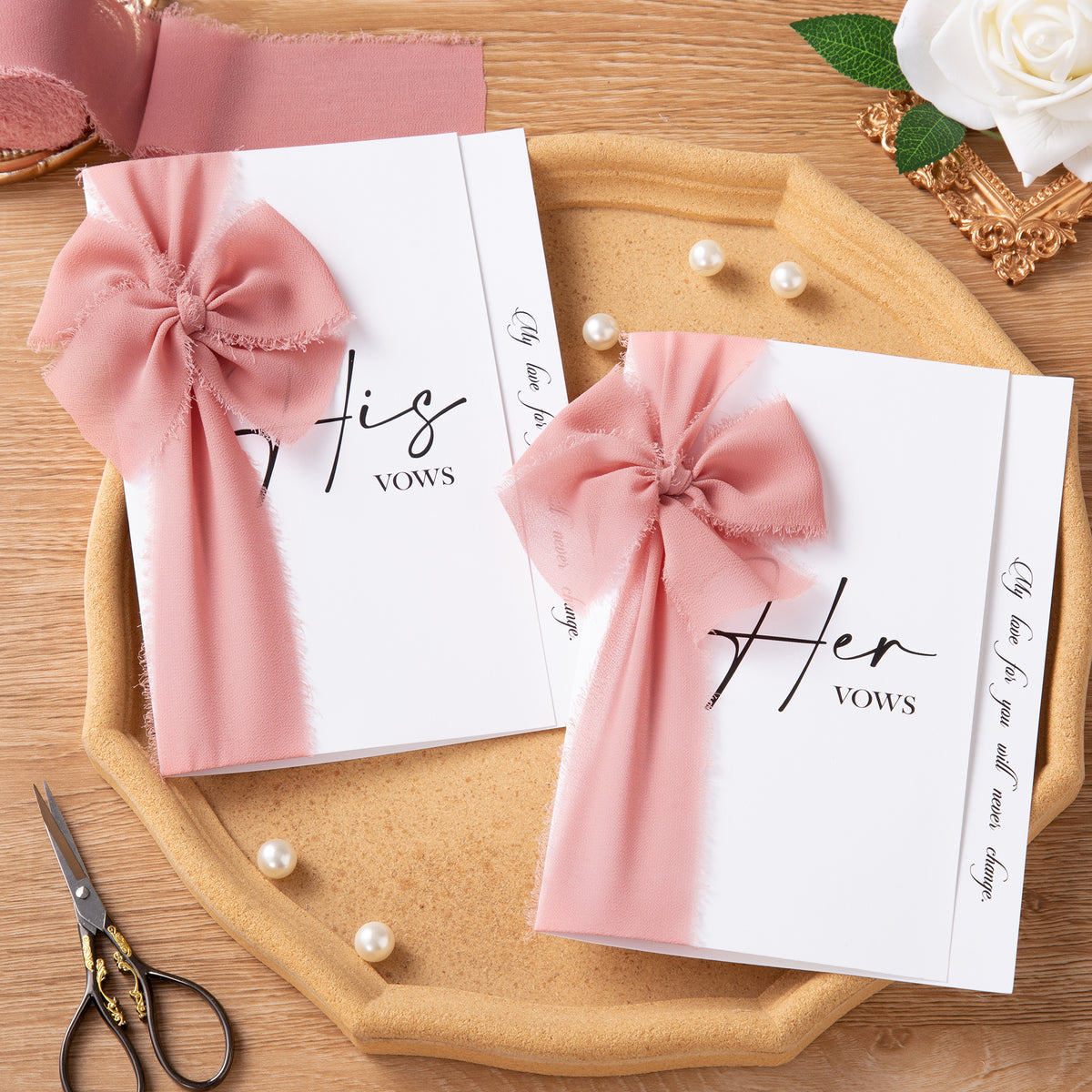 Handmade Fringe Chiffon Silk-Like Ribbon 2" x 7Yd Set of 3 Rolls Ribbons for Wedding Invitations, Bouquets, Gift Wrapping (3 Rolls Dusty Rose)