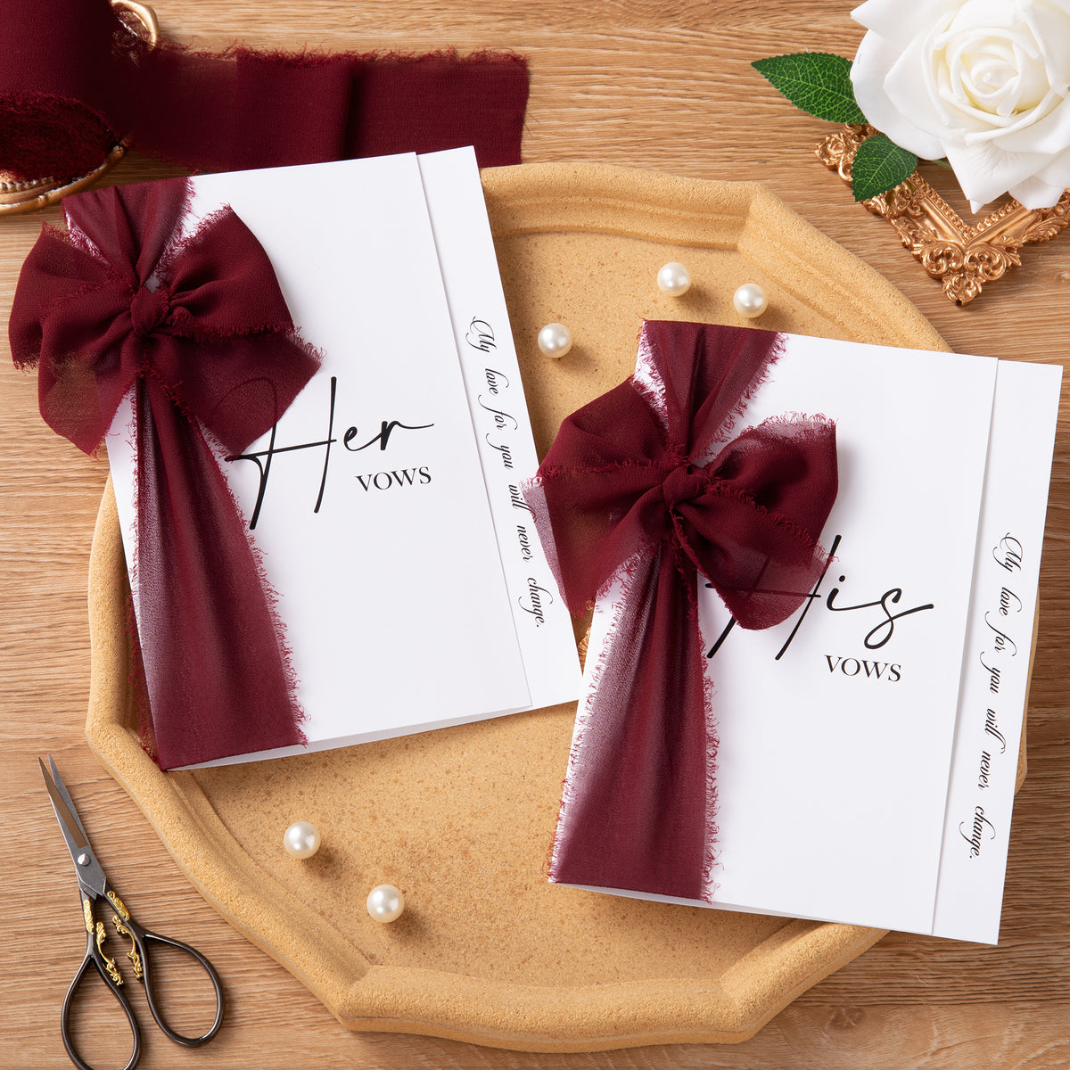 Handmade Fringe Chiffon Silk-Like Ribbon 2" x 7Yd Set of 3 Rolls Ribbons for Wedding Invitations, Bouquets, Gift Wrapping (3 Rolls Burgundy)