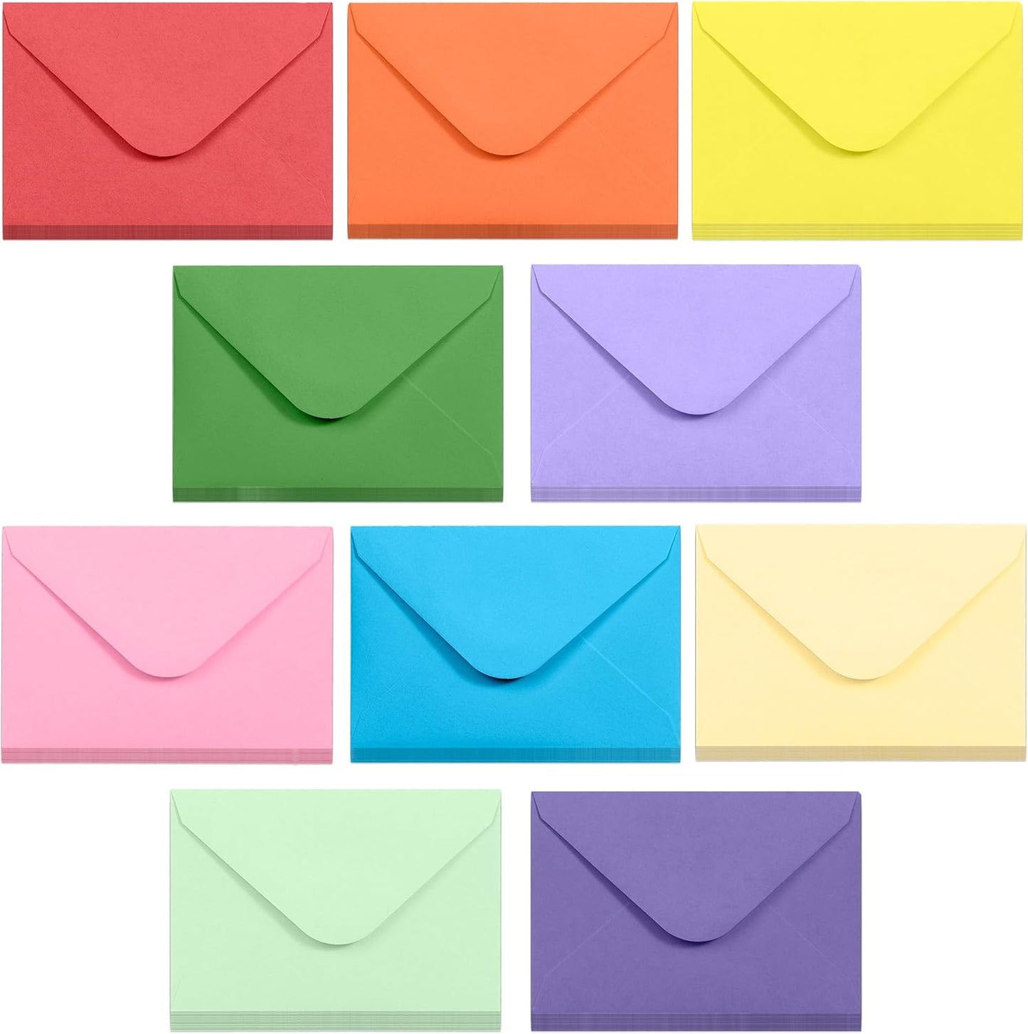 DreamBuilt Gift Card Envelopes, Mini Envelopes, Paper Business Card Envelopes, Bulk Tiny Envelope Pockets for Small Note Cards, 10 Colors, 4 x 2.7 Inches