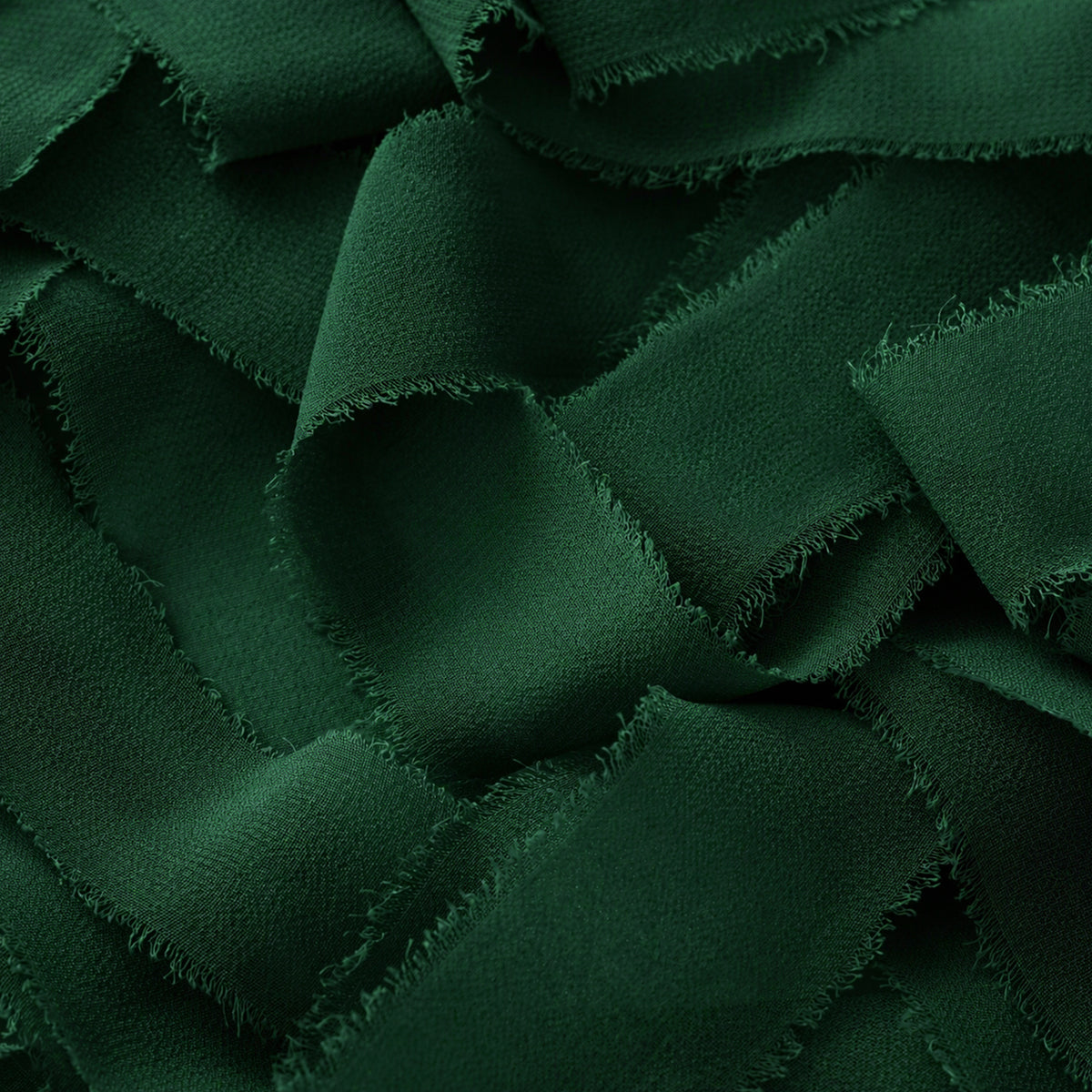 Handmade Fringe Chiffon Silk-Like Ribbon 2" x 7Yd Set of 3 Rolls Ribbons for Wedding Invitations, Bouquets, Gift Wrapping (3 Rolls Dark Green)