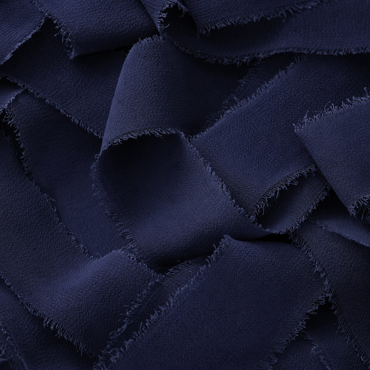 Handmade Fringe Chiffon Silk-Like Ribbon 2" x 7Yd Set of 3 Rolls Ribbons for Wedding Invitations, Bouquets, Gift Wrapping (3 Rolls Dark Navy Blue)