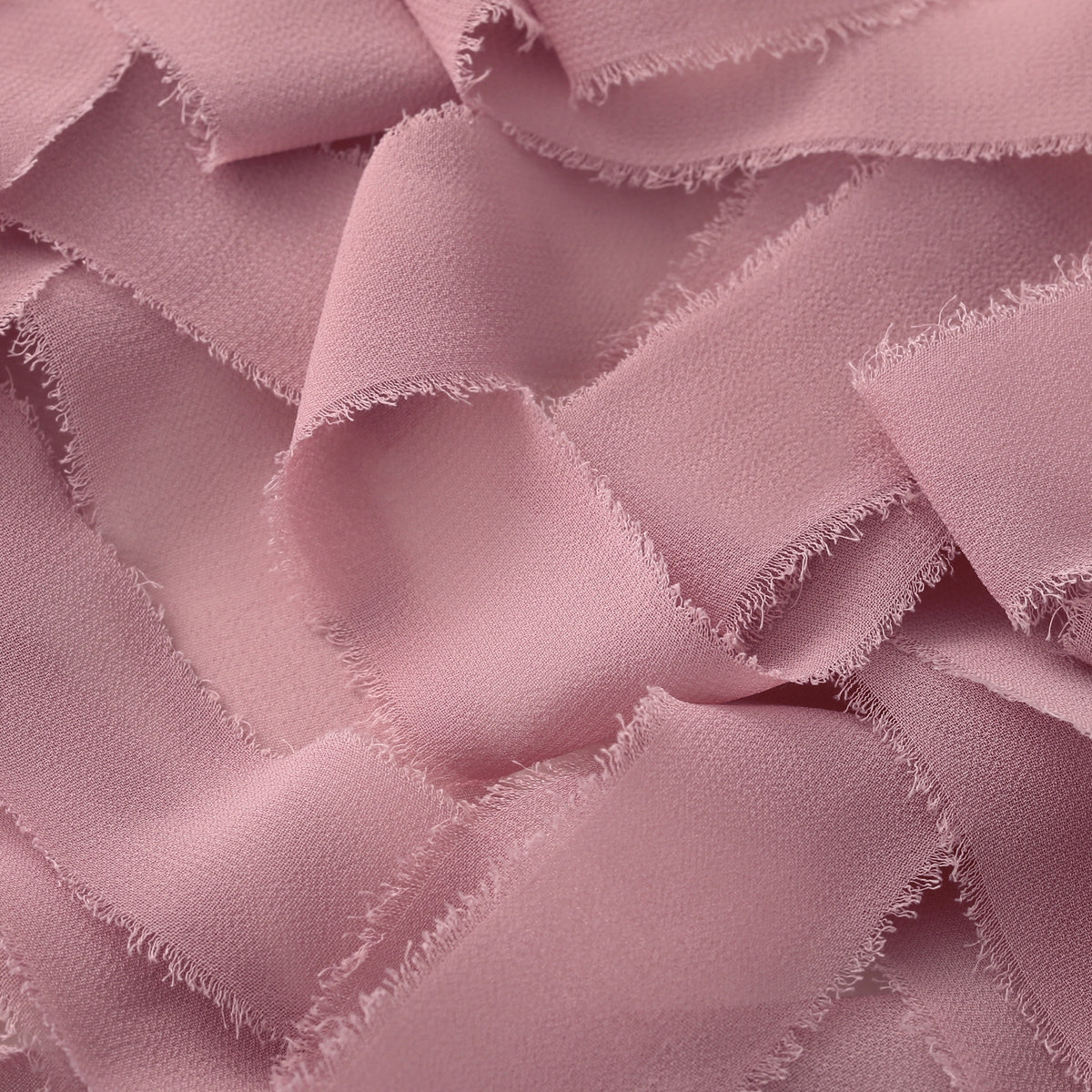 Handmade Fringe Chiffon Silk-Like Ribbon 2" x 7Yd Set of 3 Rolls Ribbons for Wedding Invitations, Bouquets, Gift Wrapping (3 Rolls Mauve)