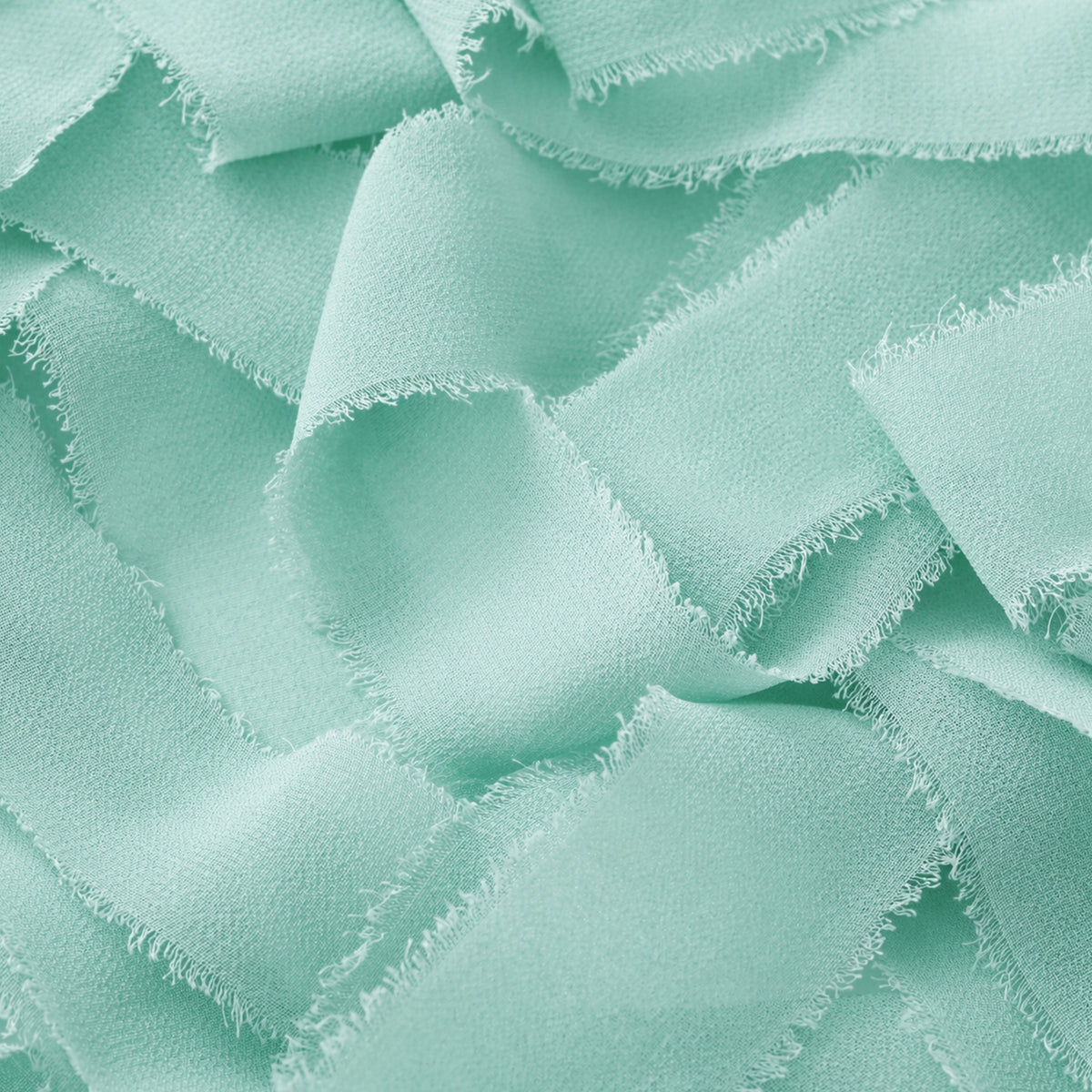 DORIS HOME Handmade Fringe Chiffon Silk-Like Ribbon 2" x 7Yd Set of 3 Rolls Ribbons for Wedding Invitations, Bouquets, Gift Wrapping (3 Rolls Mint Green)