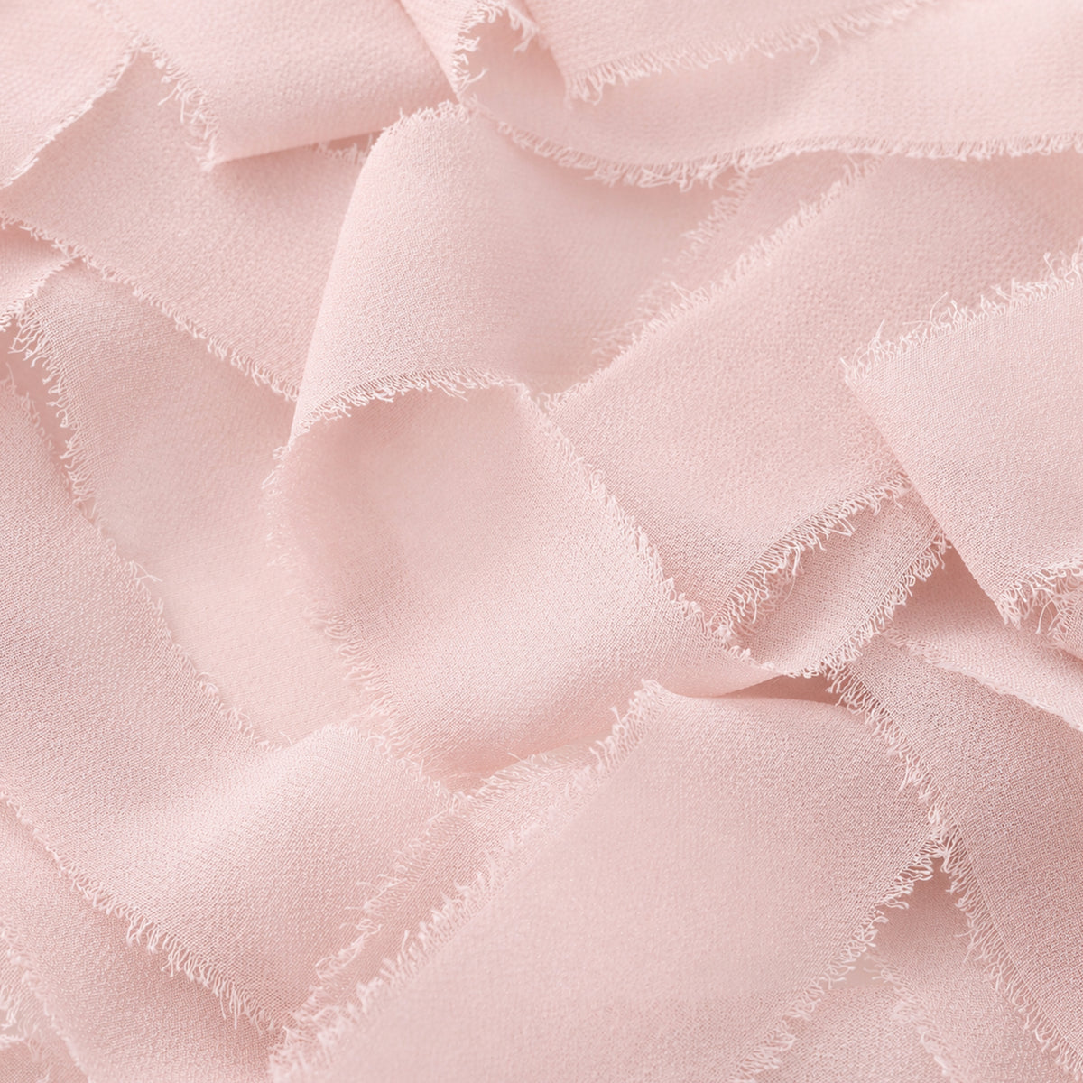 Handmade Fringe Chiffon Silk-Like Ribbon 2" x 7Yd Set of 3 Rolls Ribbons for Wedding Invitations, Bouquets, Gift Wrapping (3 Rolls Pink)