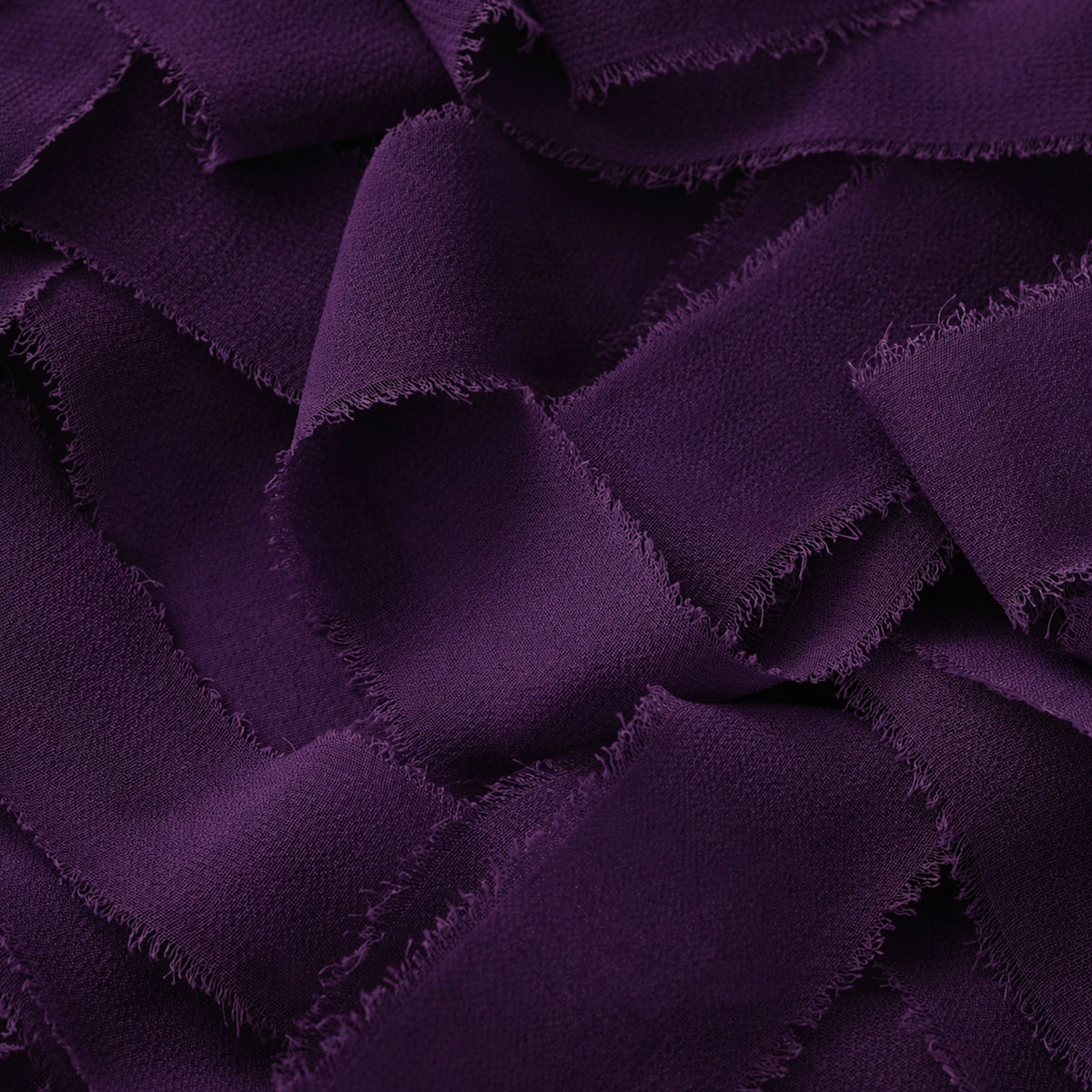 Handmade Fringe Chiffon Silk-Like Ribbon 2" x 7Yd Set of 3 Rolls Ribbons for Wedding Invitations, Bouquets, Gift Wrapping (3 Rolls Plum)