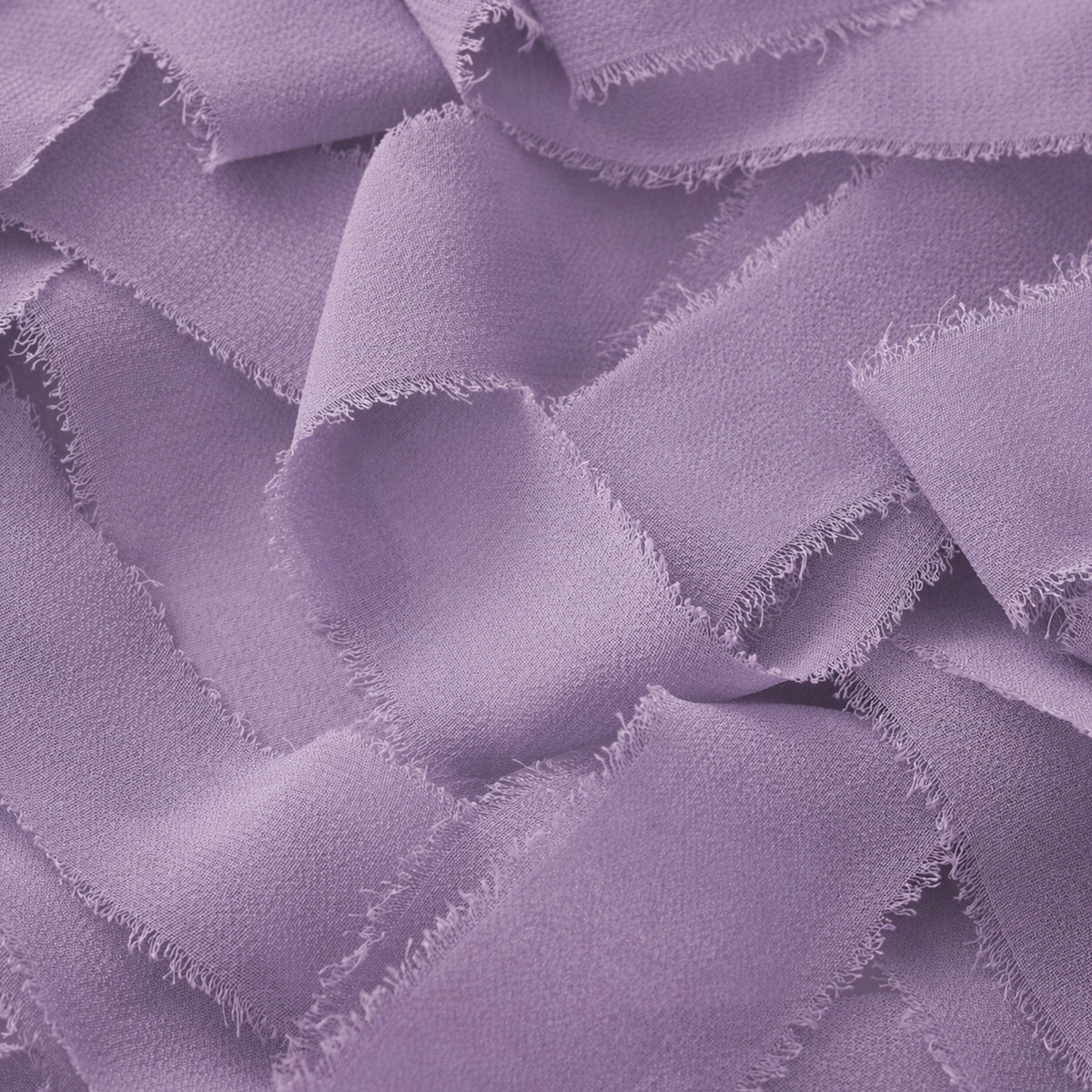 Handmade Fringe Chiffon Silk-Like Ribbon 2" x 7Yd Set of 3 Rolls Ribbons for Wedding Invitations, Bouquets, Gift Wrapping (3 Rolls Pastel Purple)