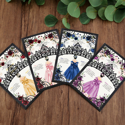 Pearlized Black Invitations Purple Greeting Cards For Quinceanera