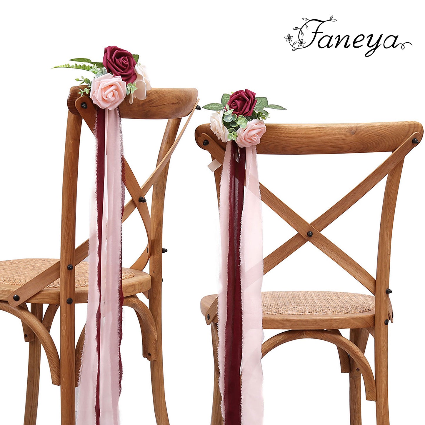Faneya 12pcs Burgundy Pink Floral Wedding Flower Artificial Flowers