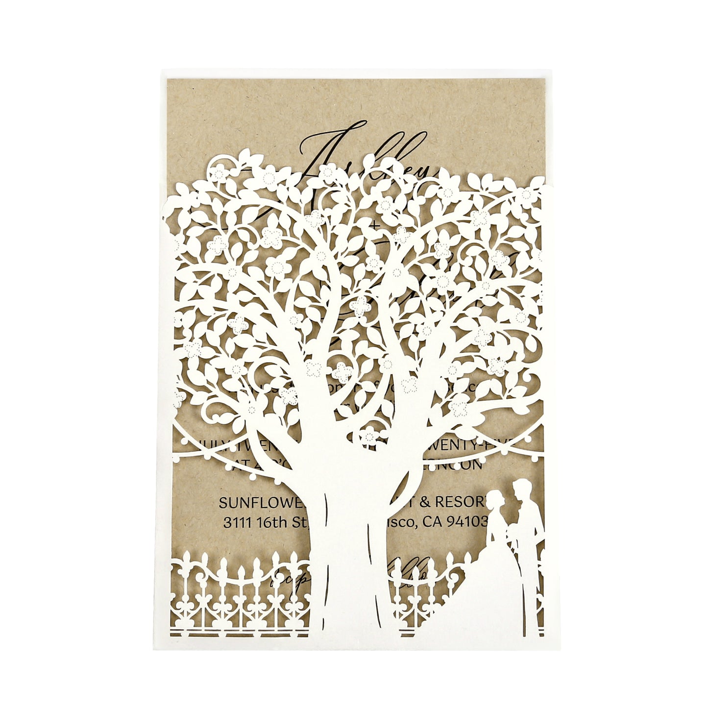 Laser Cut Wedding Invitations with Envelopes White, Kraft Paper Invitation Cards for Wedding, Invitations with Envelopes