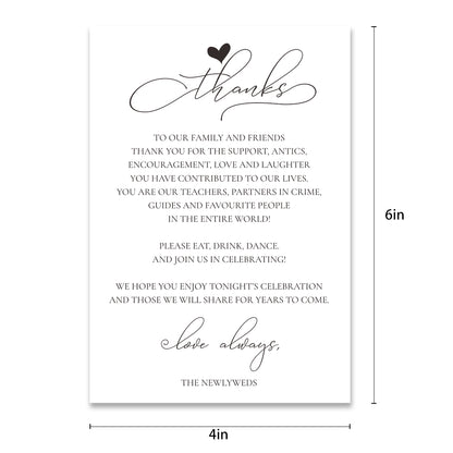 Thank You Place Setting Cards With Burgundy Chiffon Ribbon - DorisHome