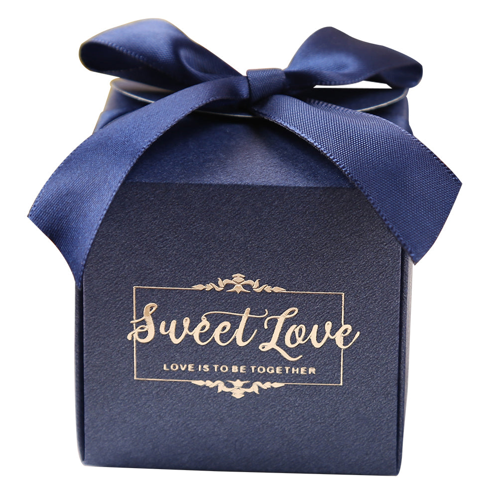 50 pcs Birthday Wedding Party Favor, Wedding Gift Bags Chocolate Candy and Gift Boxes Bridal Shower Party Paper Gift Box Blue Boxes with Ribbons,CB080B - DorisHome