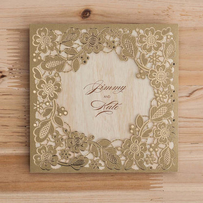 Gold Laser Cut Wedding Invitation Cards  ,Invitations - DorisHome
