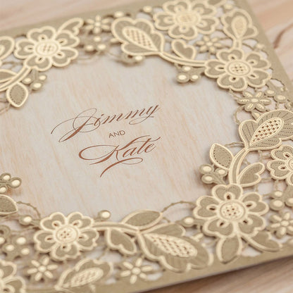Gold Laser Cut Wedding Invitation Cards  ,Invitations - DorisHome