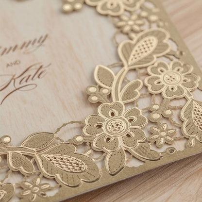 Gold Laser Cut Wedding Invitation Cards  ,Invitations - DorisHome