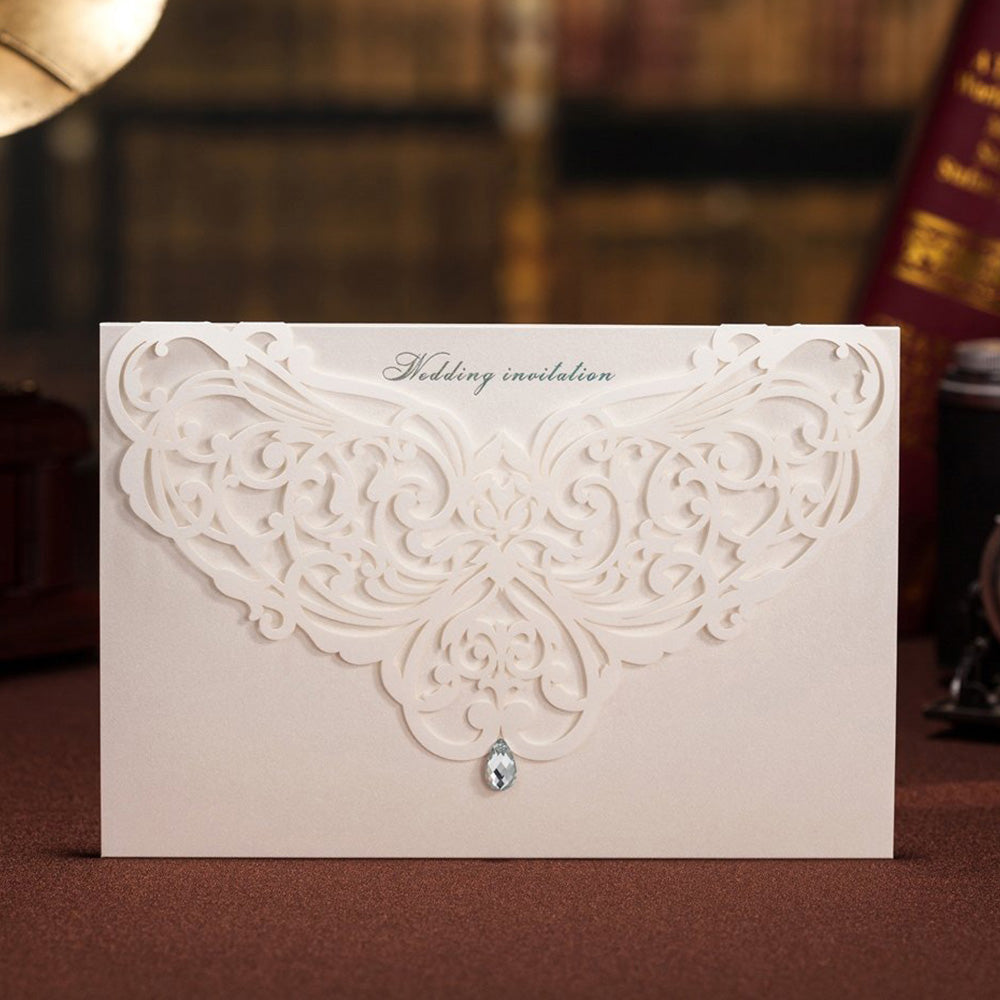 Classic Laser Cut Flower Wedding Invitation Cards ,Invitations - DorisHome