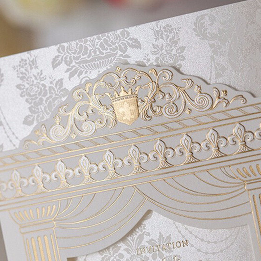Gold Vintage Laser cut Wedding Invitation,Invitations - DorisHome