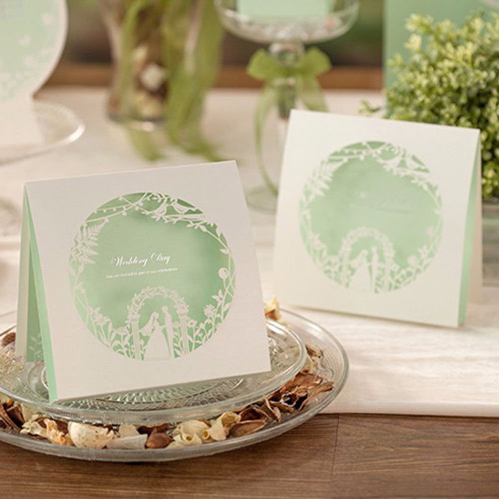 Light Green Spring Laser Cut Wedding invitation Cards - DorisHome