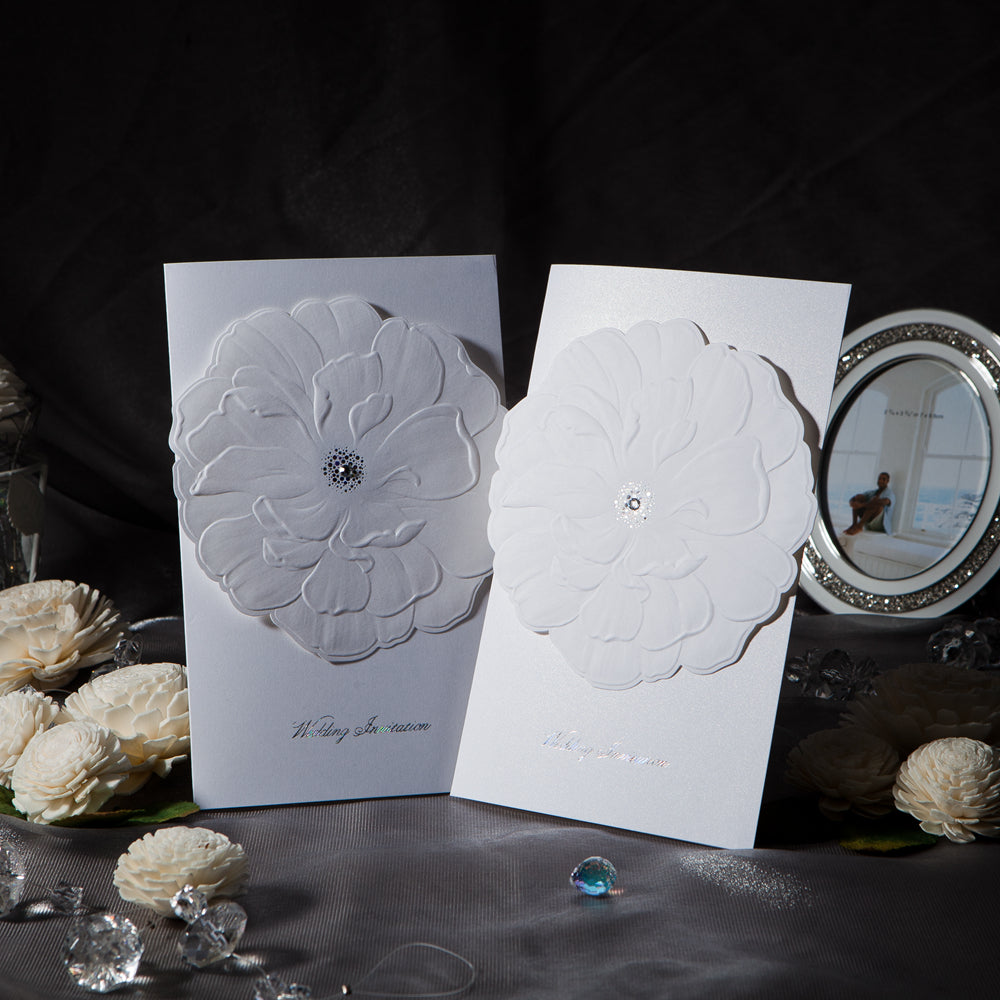 Embossed Flower Wedding Invitation Cards,Invitations - DorisHome