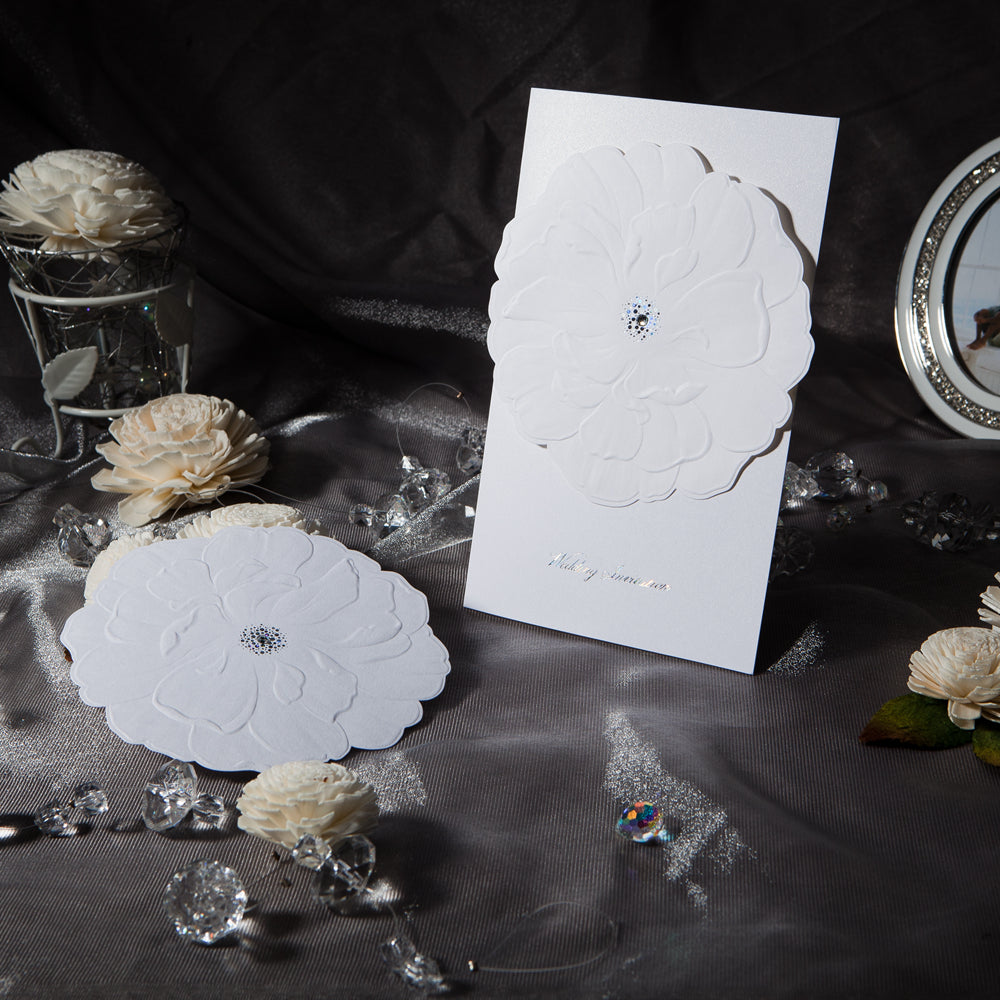 Embossed Flower Wedding Invitation Cards,Invitations - DorisHome