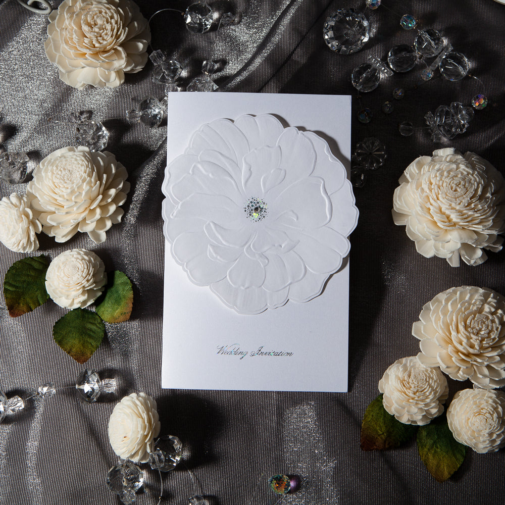 Embossed Flower Wedding Invitation Cards,Invitations - DorisHome