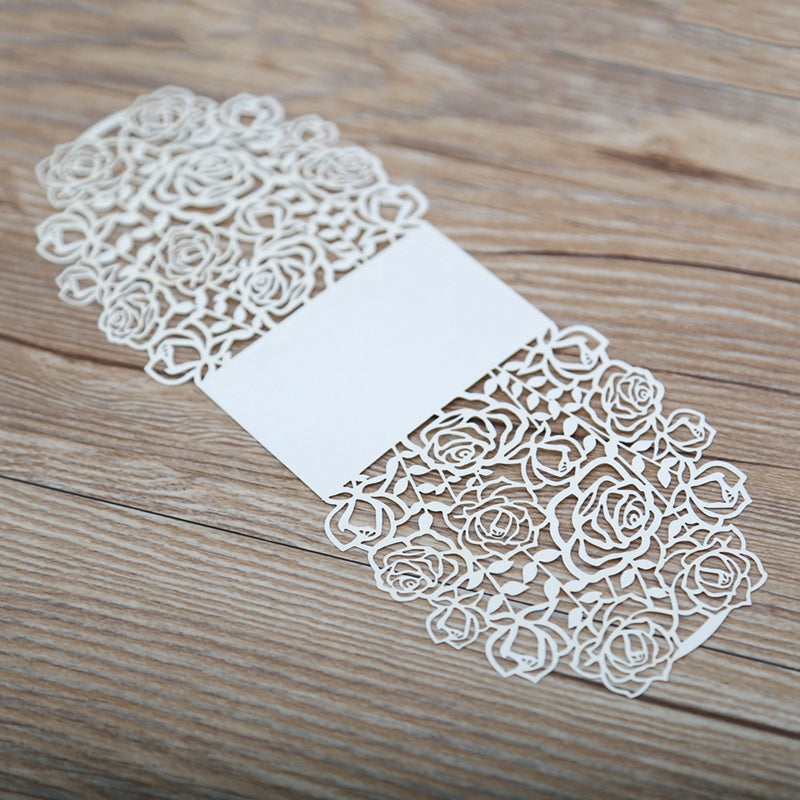 100pcs Cream Rose Laser Cut Wedding Favor Boxes Candy Box, CBRose - DorisHome