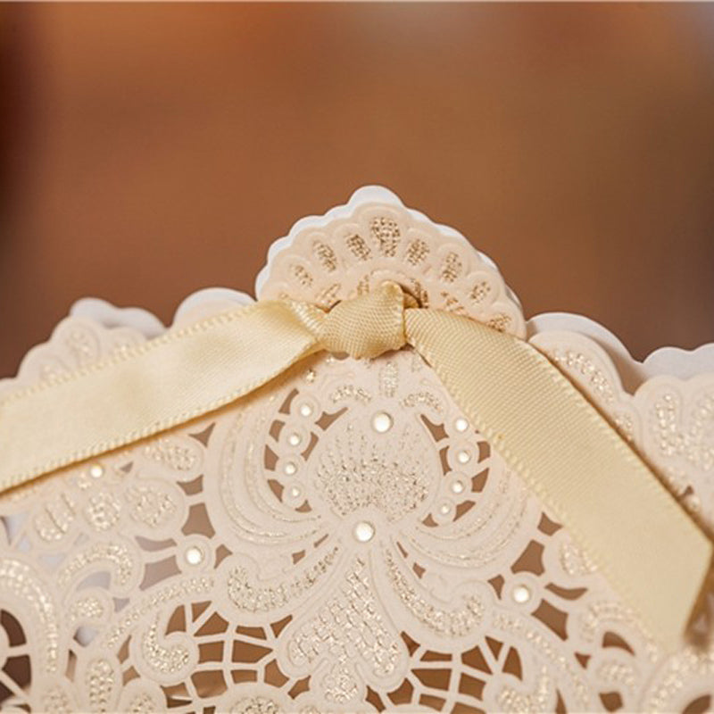 100pcs Gold Laser Cut Wedding Favor Boxes Candy Box, CB072 - DorisHome