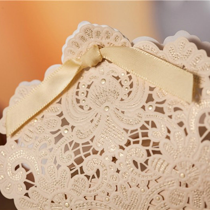 100pcs Gold Laser Cut Wedding Favor Boxes Candy Box, CB072 - DorisHome