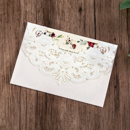 White Hollow Flora Laser Cut Invitation Cards,Invitations - DorisHome