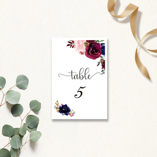 Burgundy Ranunculus Flora Table Cards - DorisHome