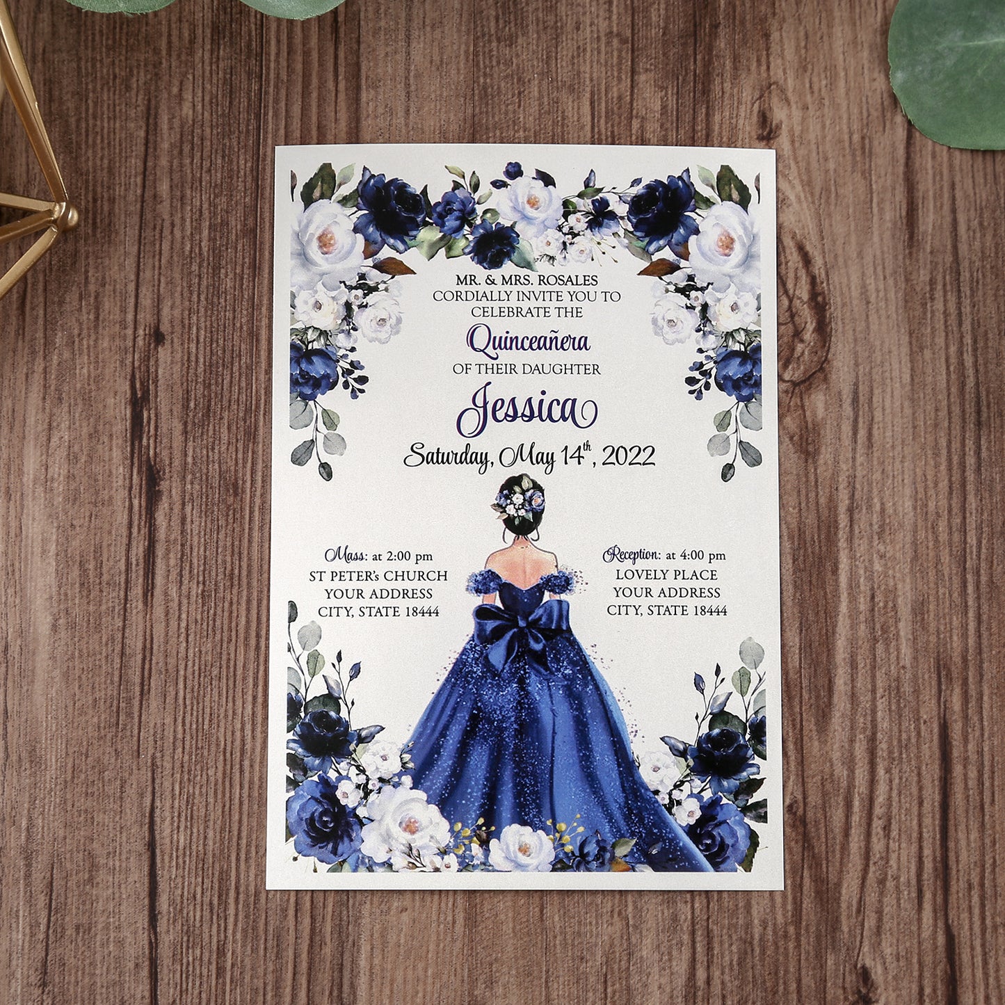 Silver Glitter Invitations Greeting Cards For Quinceanera - DorisHome
