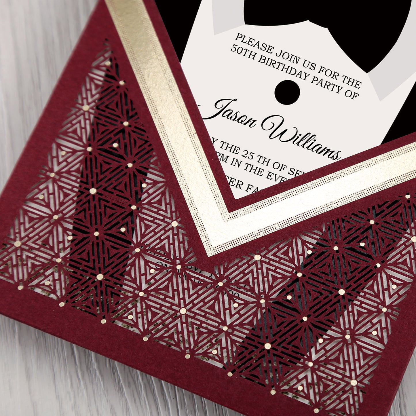 Burgundy Floral Laser cut invitation cards for Wedding, Anniversary, Quinceanera, Birthday