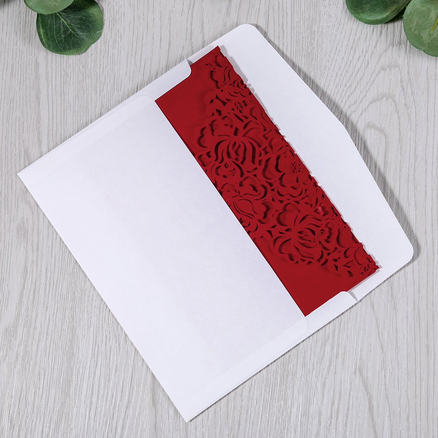Red Floral Laser cut invitation cards for Wedding - DorisHome