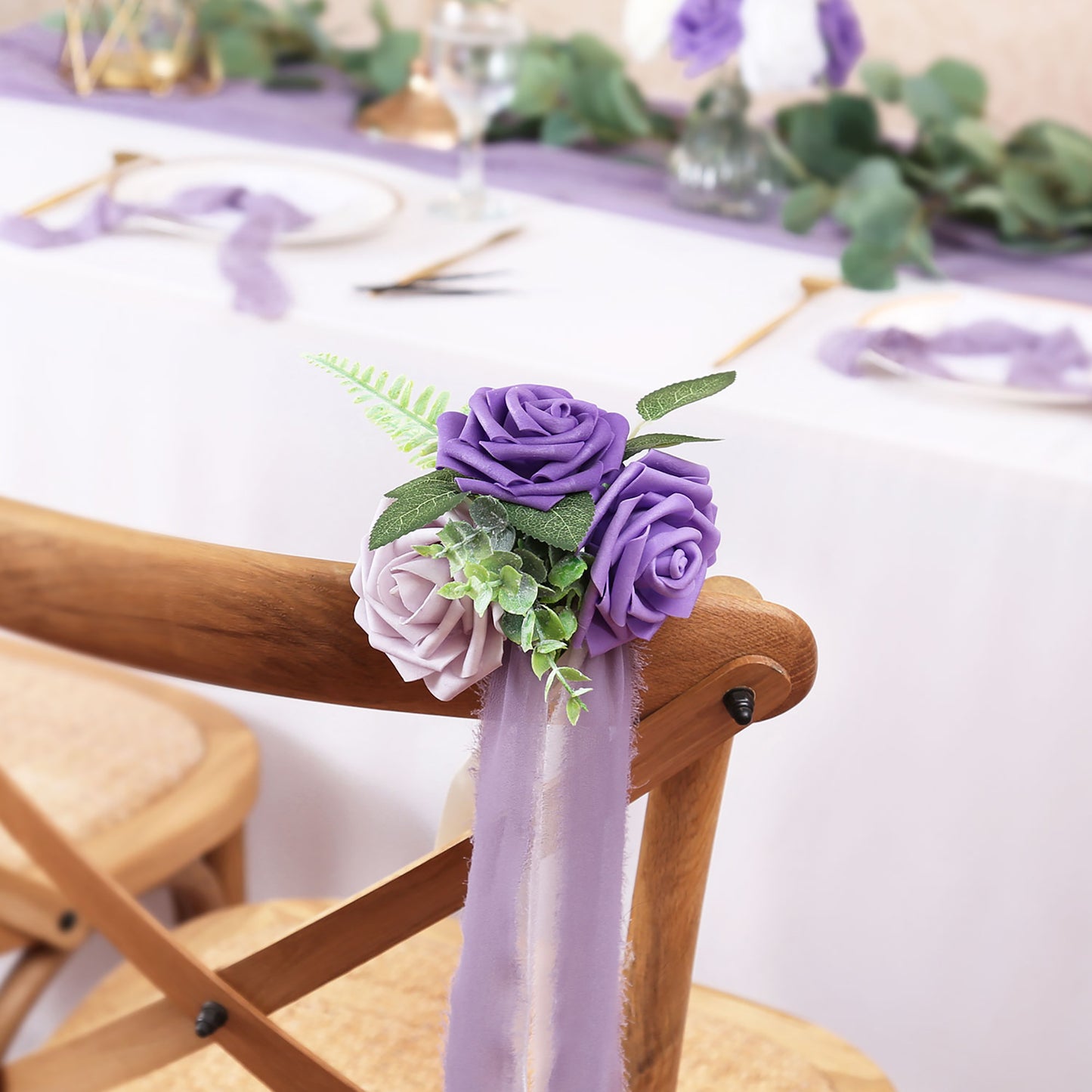 Faneya 12pcs Purple Floral Floral Wedding Flower Artificial Flowers