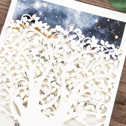 Laser Cut Wedding Invitations with Envelopes White, Personalized Pearlized inserts Invitation Cards for Wedding, Invitations with Envelopes