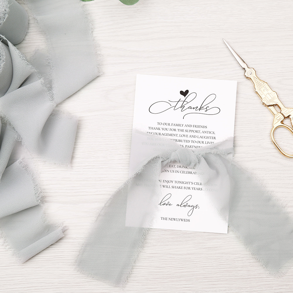 Handmade Fringe Chiffon Silk-Like Ribbon 2" x 7Yd Set of 3 Rolls Ribbons for Wedding Invitations, Bouquets, Gift Wrapping (3 Rolls Light Grey) - DorisHome