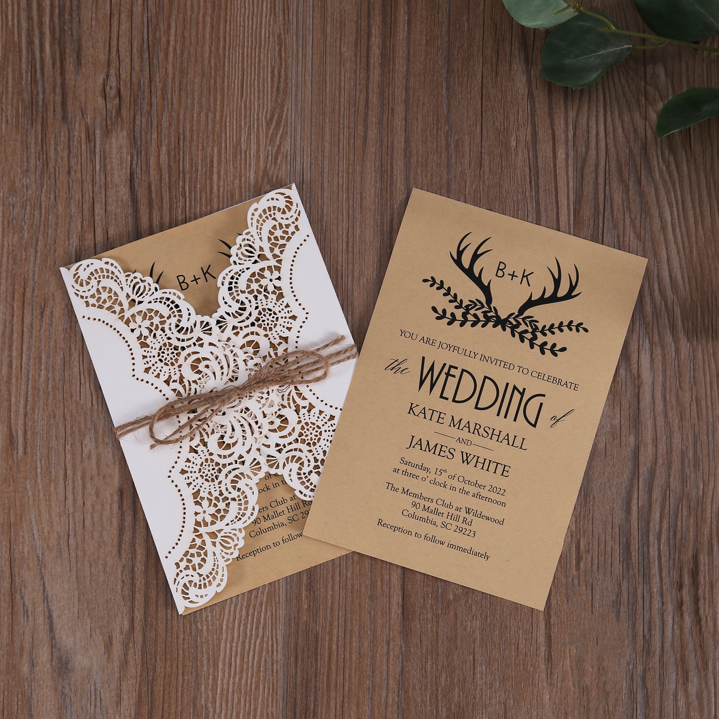 Brown paper Laser Cut Wedding invitation,Invitations