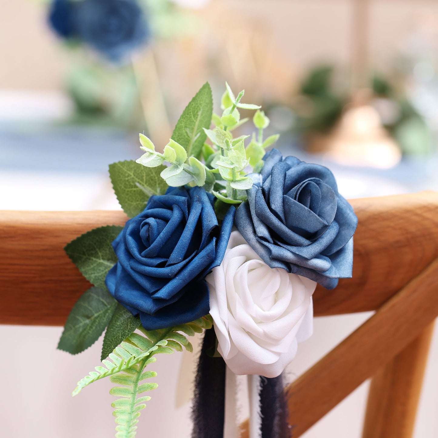 Faneya 12pcs Blue White Floral Wedding Flower Artificial Flowers