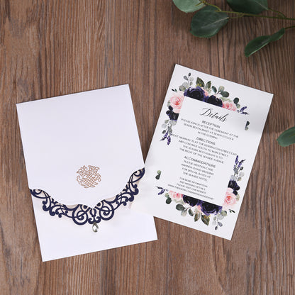Classic Blue Laser Wedding Invitations Cards,Invitations - DorisHome