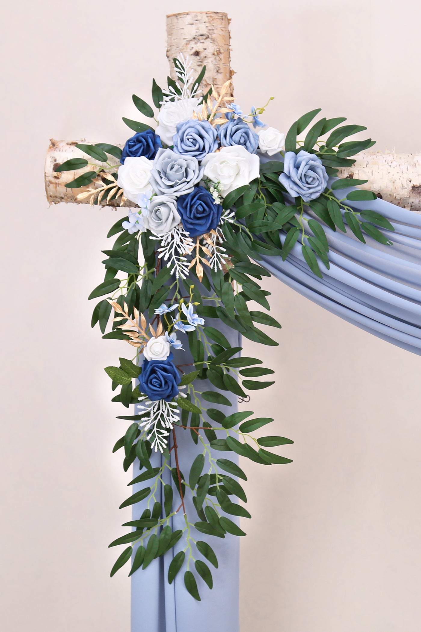 DORIS HOME Artificial Flower Swag Blue and White for Wedding Ceremony Sign Floral Decoration - Pack of 2