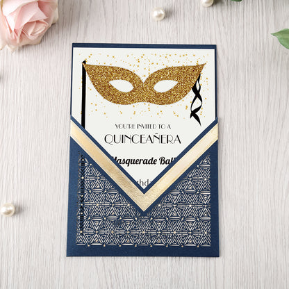Blue Floral Laser cut invitation cards for Wedding, Anniversary - DorisHome